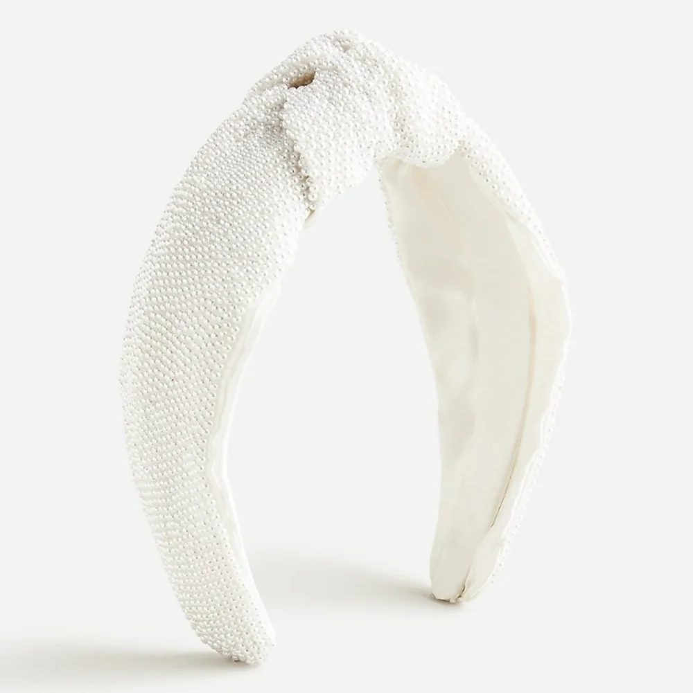 J. Crew Women's White Beaded Knot Headband